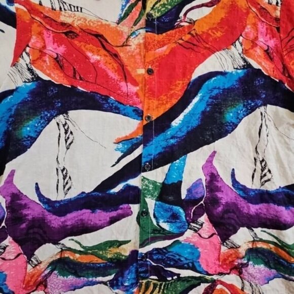 Jogal Hawaiian Shirt Men's XXL Abstract Art Cotton Viscose Button Up Resortwear - Picture 6 of 15
